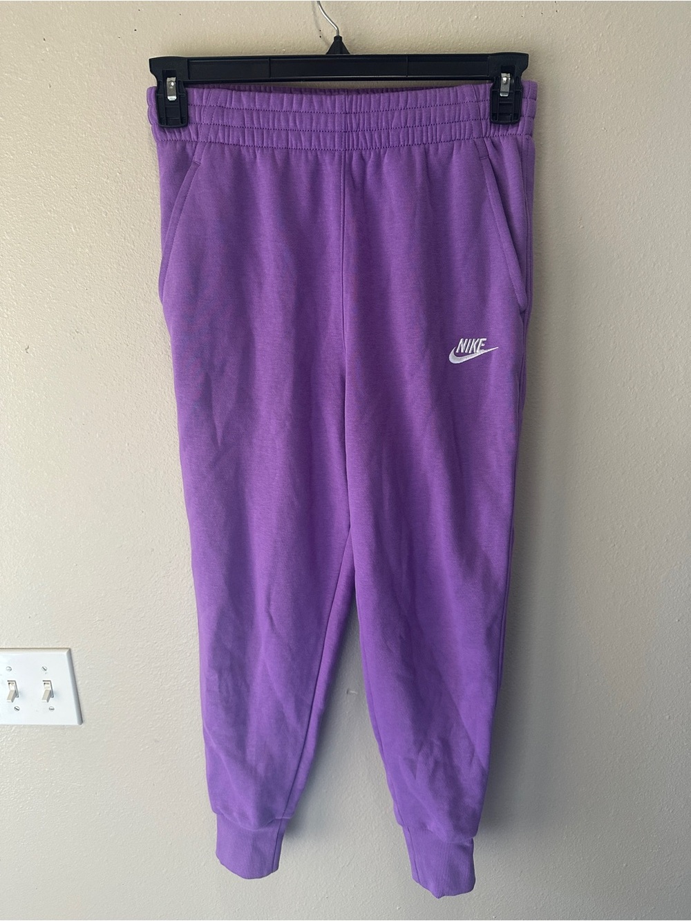 Nike Women’s Purple Fleece Joggers with White Swoosh